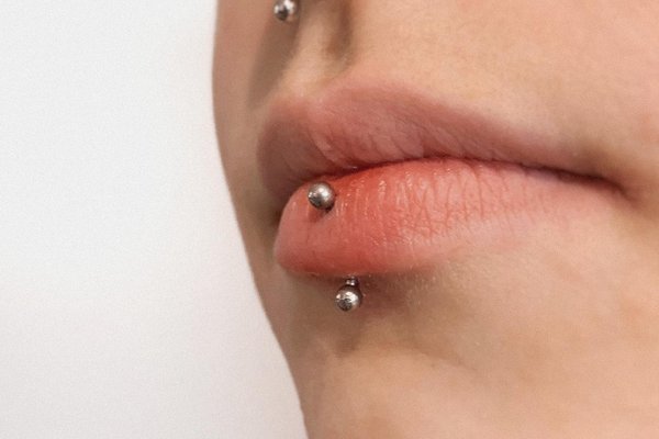 Lower lip piercing