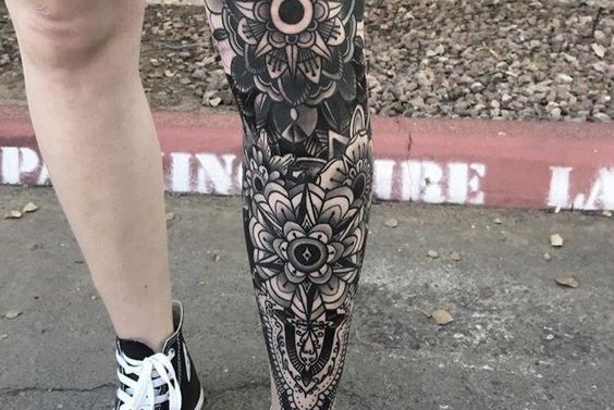 leg sleeve tattoo men