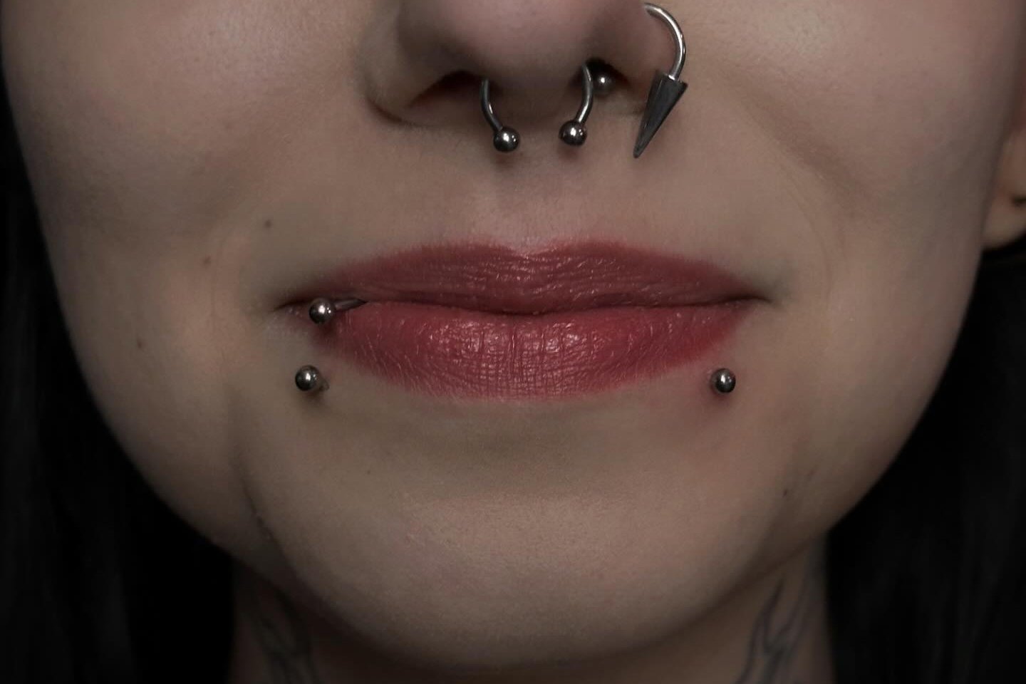 Lower lip piercing