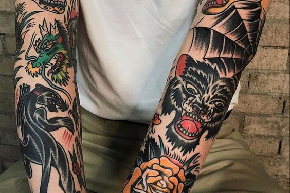 Color and monochrome tattoo