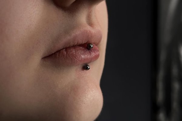 Lower lip piercing