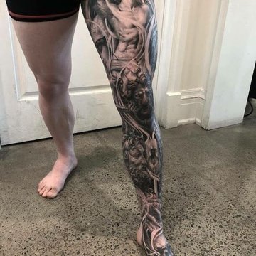 leg sleeve tattoo men