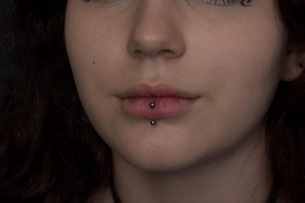 Lower lip piercing