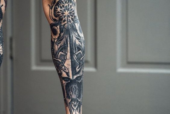 leg sleeve tattoo men