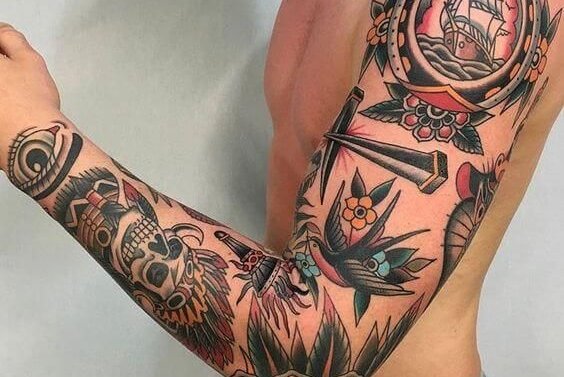 Color and monochrome tattoo