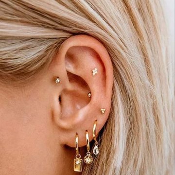 Forward helix and conch piercing set with studs