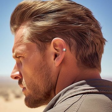 Mid helix piercing men with titanium rings