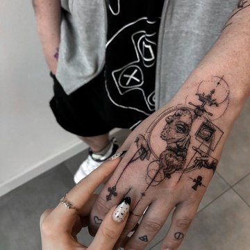 man hand tattoo design