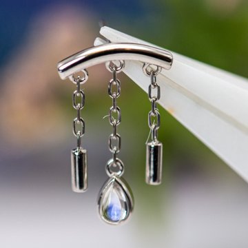 Stylish hidden helix piercing with rose gold jewelry