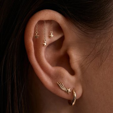 Hidden helix piercing back fold jewelry close-up