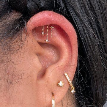 Healed hidden helix piercing close-up