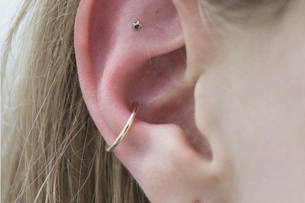 Flat helix piercing aesthetic ear design inspiration