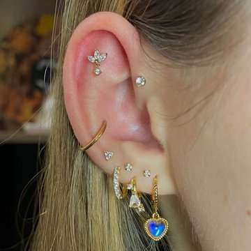 Helix and flat piercing curated ear project