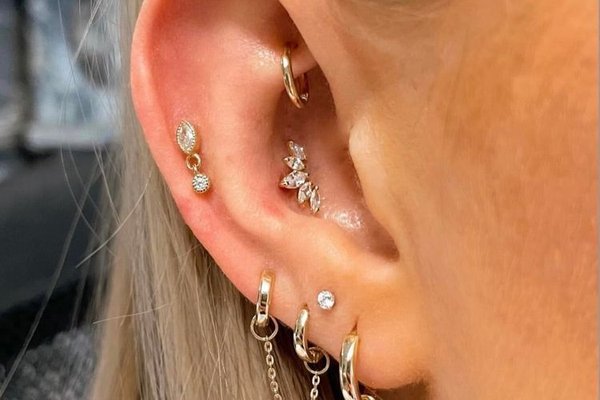 Conch and Mid Helix Piercing