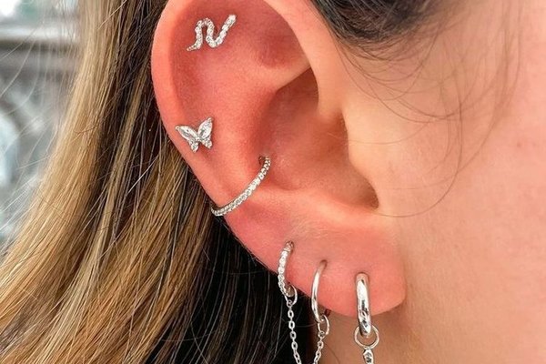 Conch and Mid Helix Piercing
